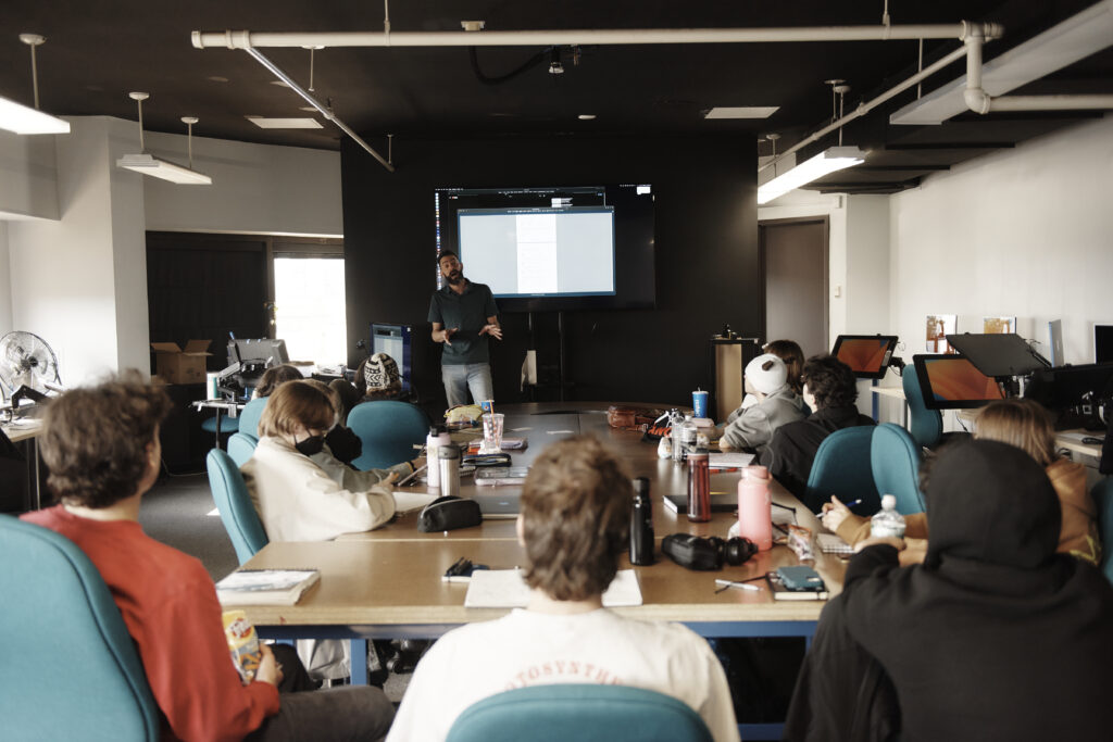 An Animation class in MassArt's Tower building.