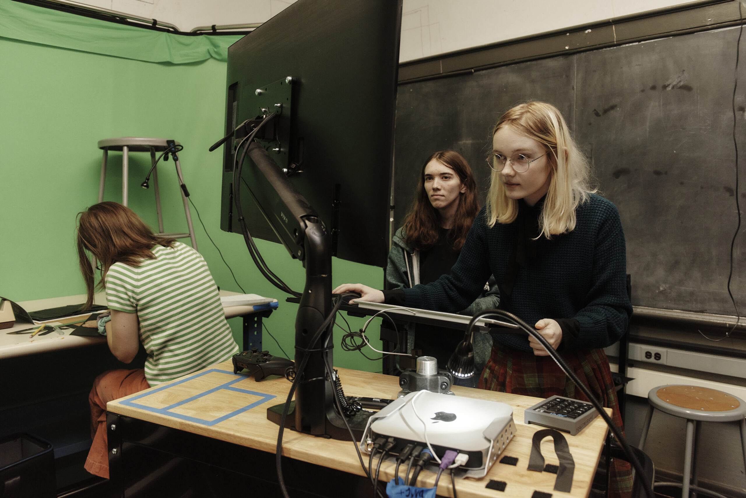 Students working in the animation studios.