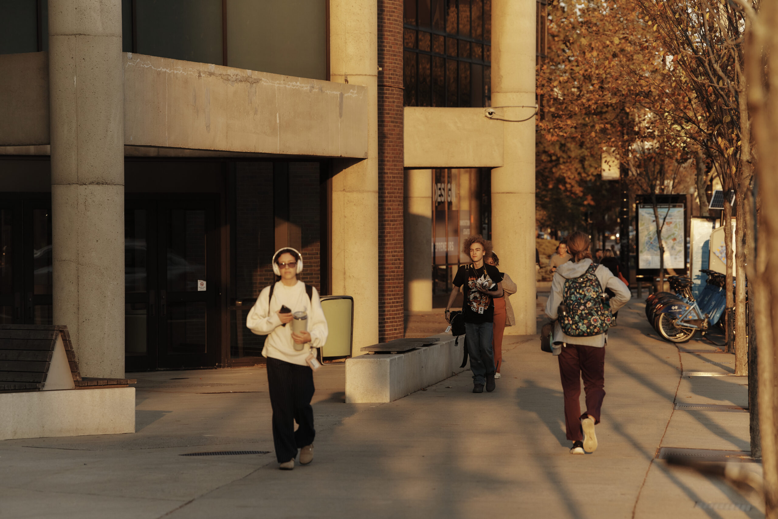 MassArt Campus exterior photography at sunset.