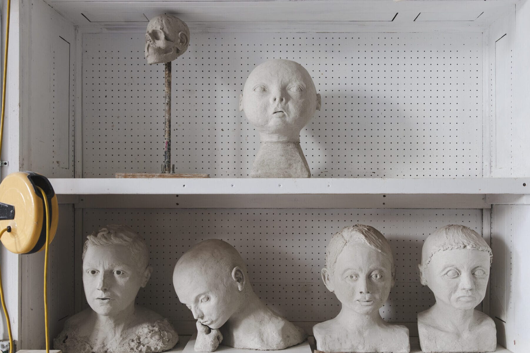 Sculpted heads in the Fine Arts 3D classroom