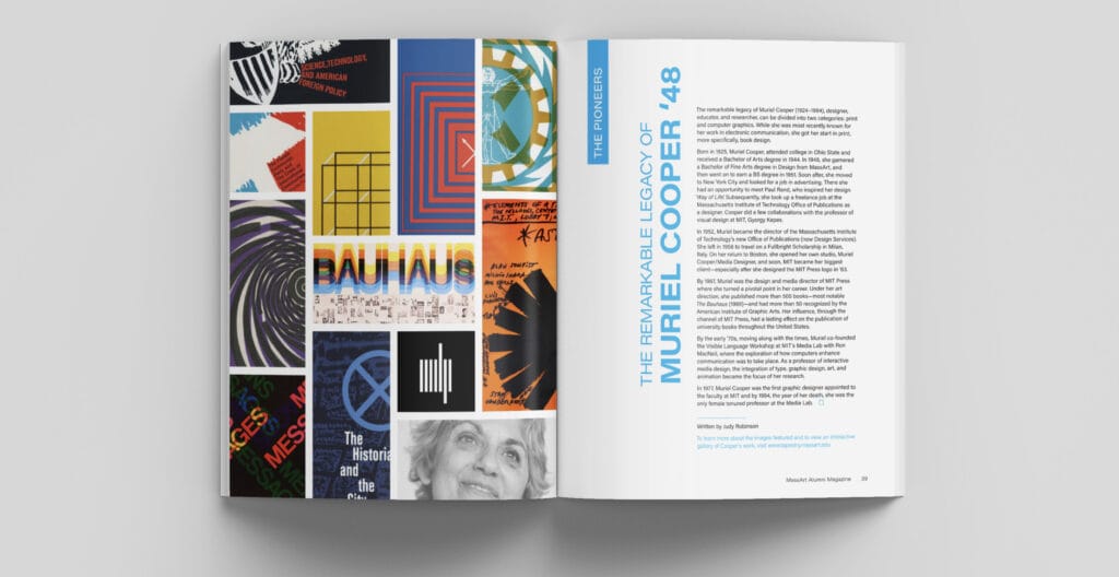 A colorfully designed magazine spread.