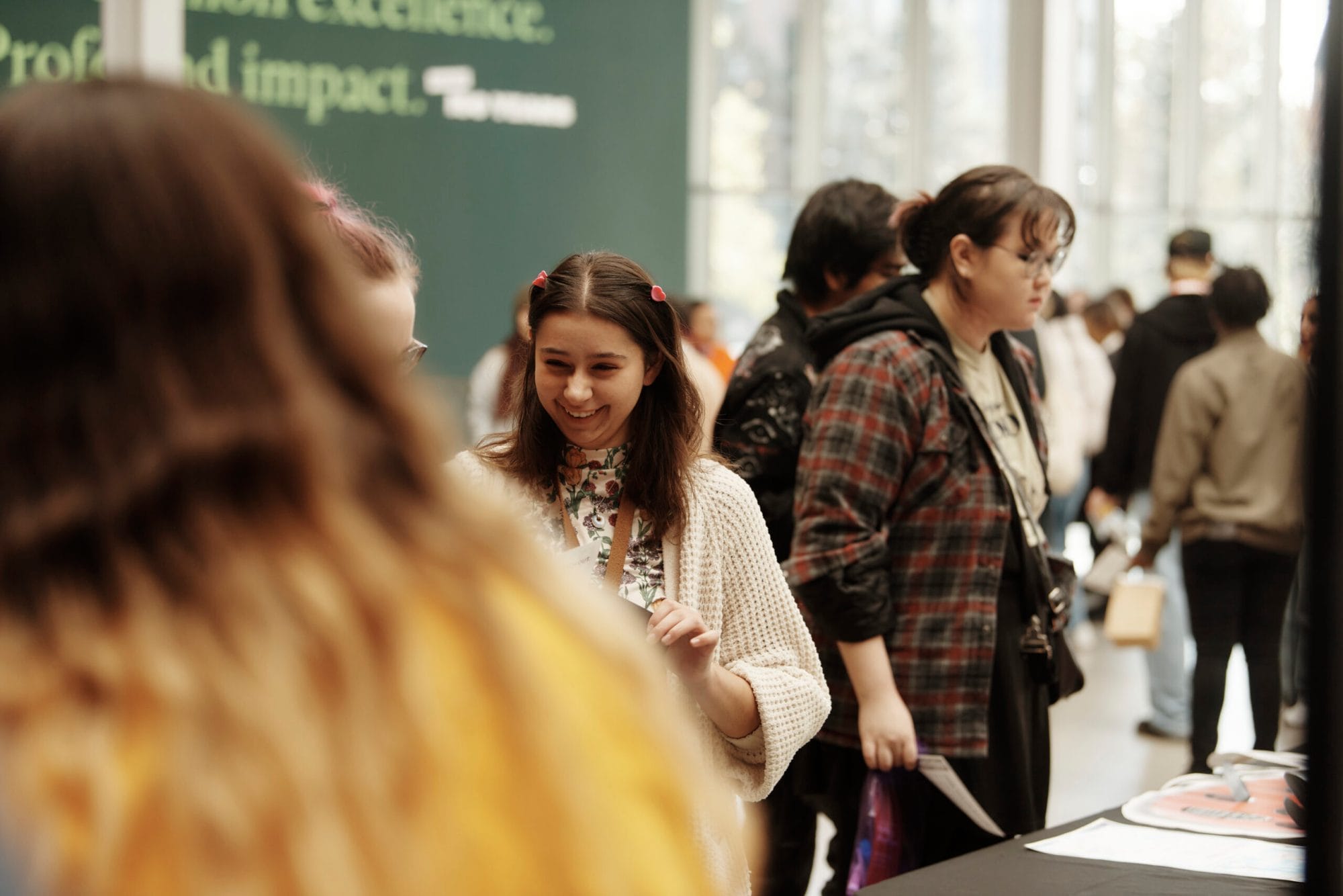 Students at a graduate admissions event