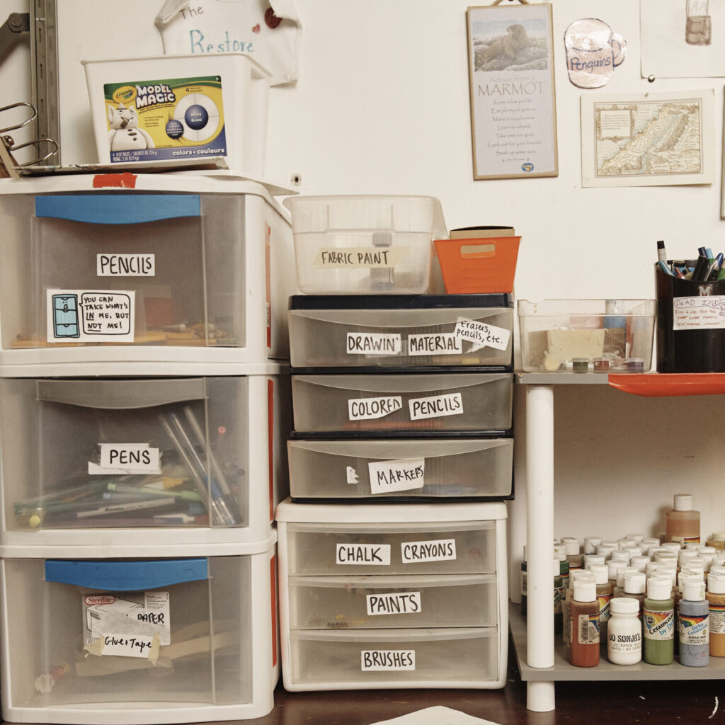 stored art supplies