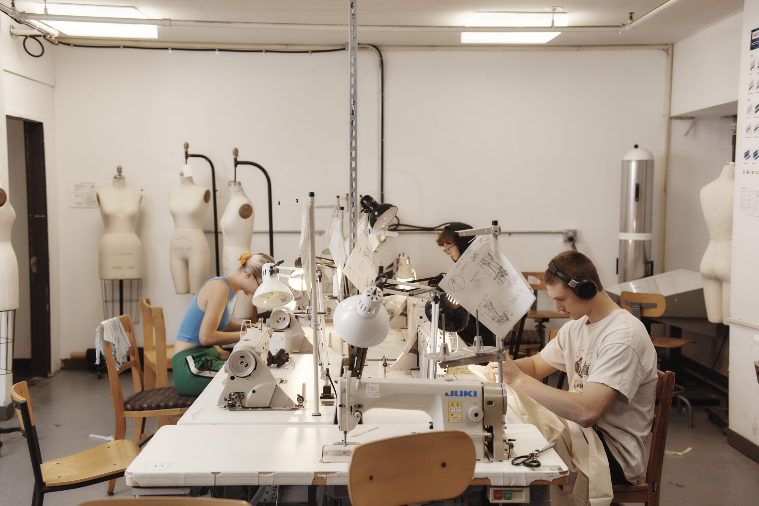 Fashion students working in the studio