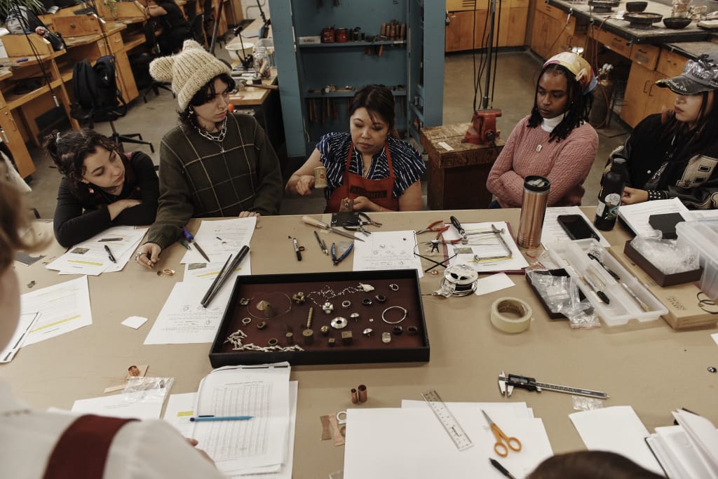 Students learning about jewelrymaking