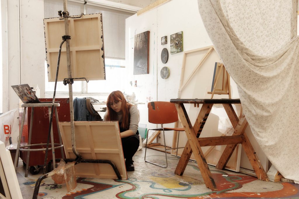 Student working in her studio