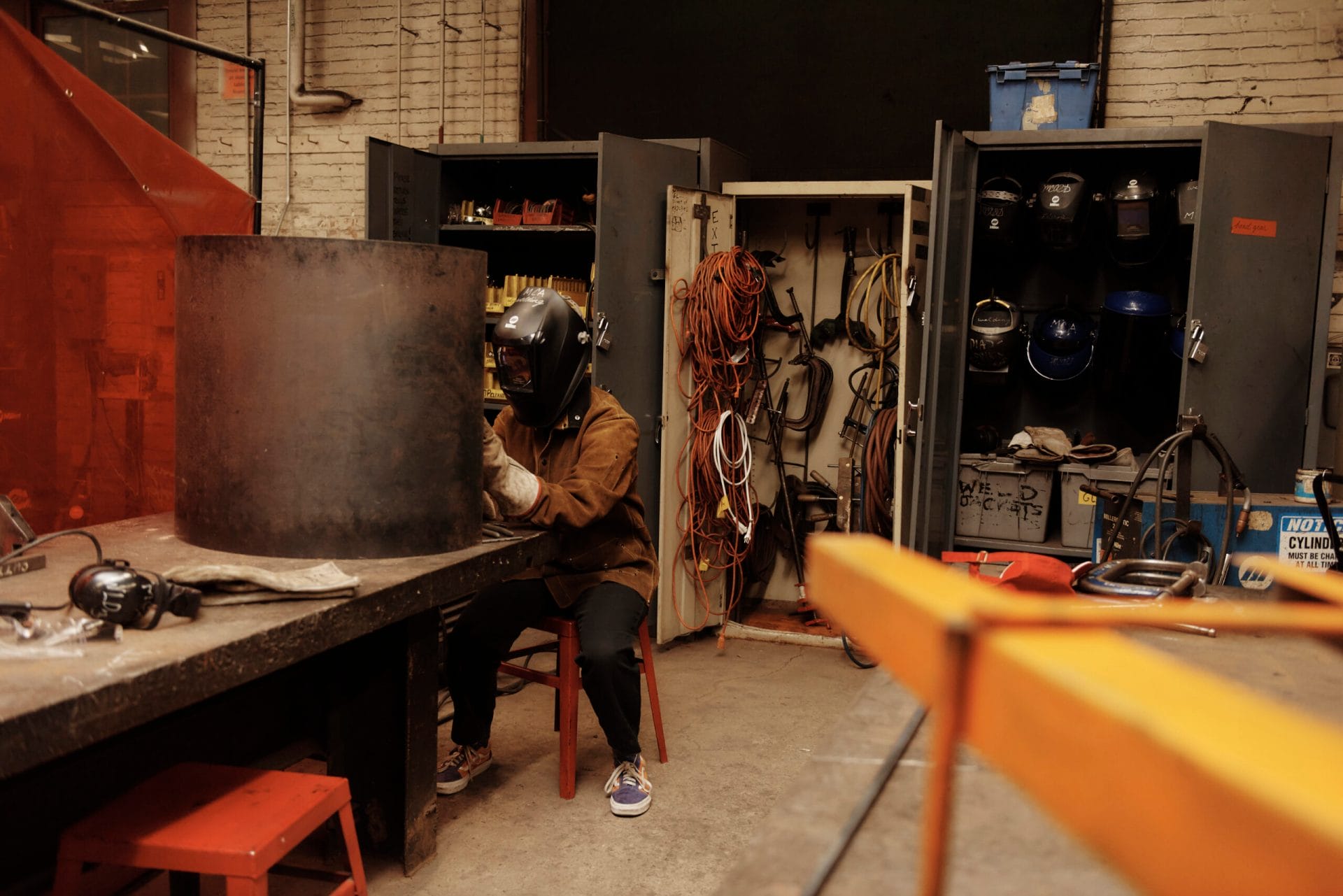Student working in the Metal Shop