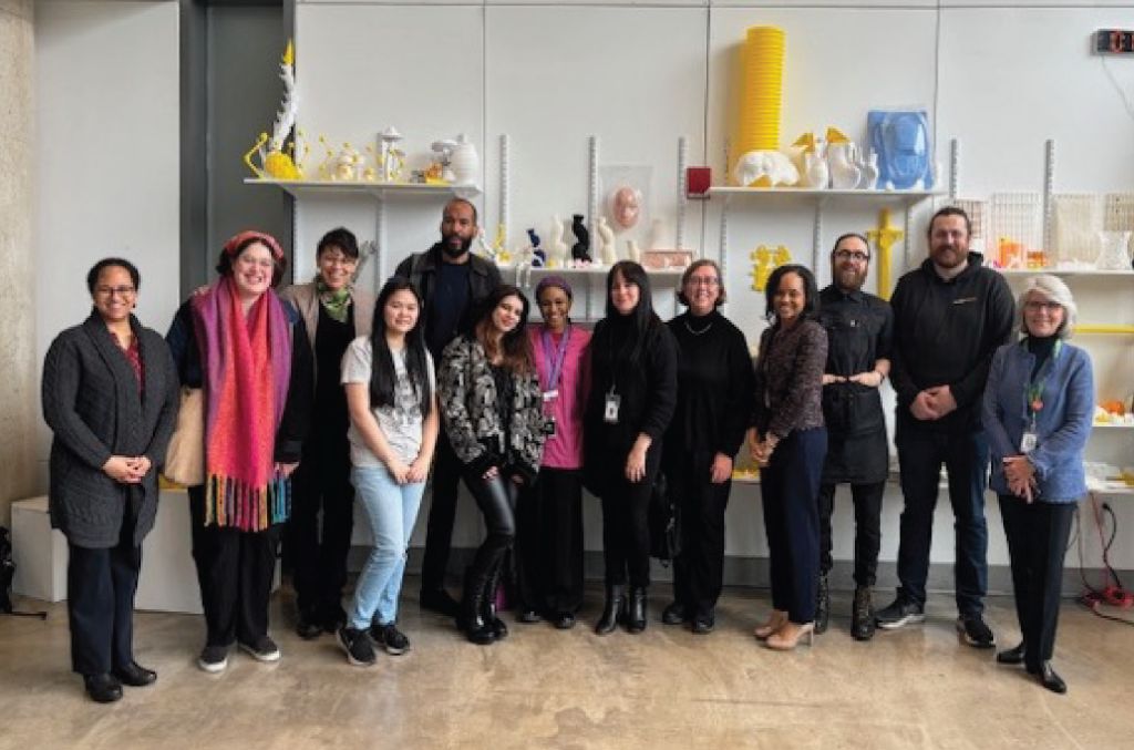 MassArt President's Newsletter header with an image of people in the Fab Labs.