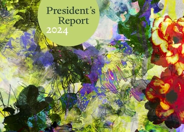 The cover of the 2024 President's Report at MassArt.