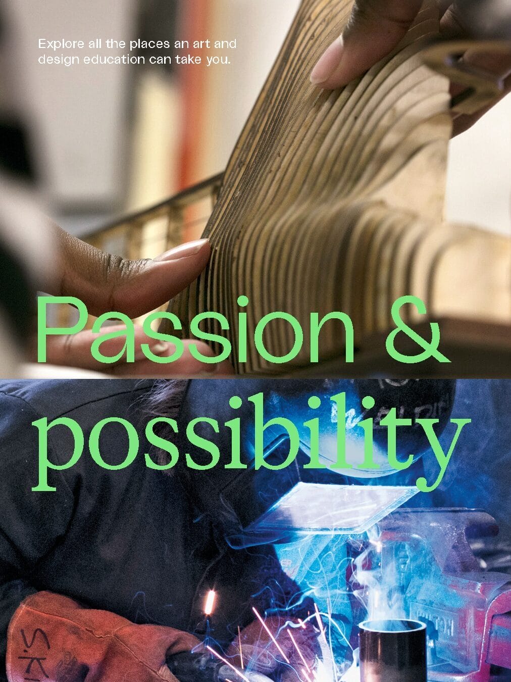 Cover of the MassArt undergraduate travel brochure