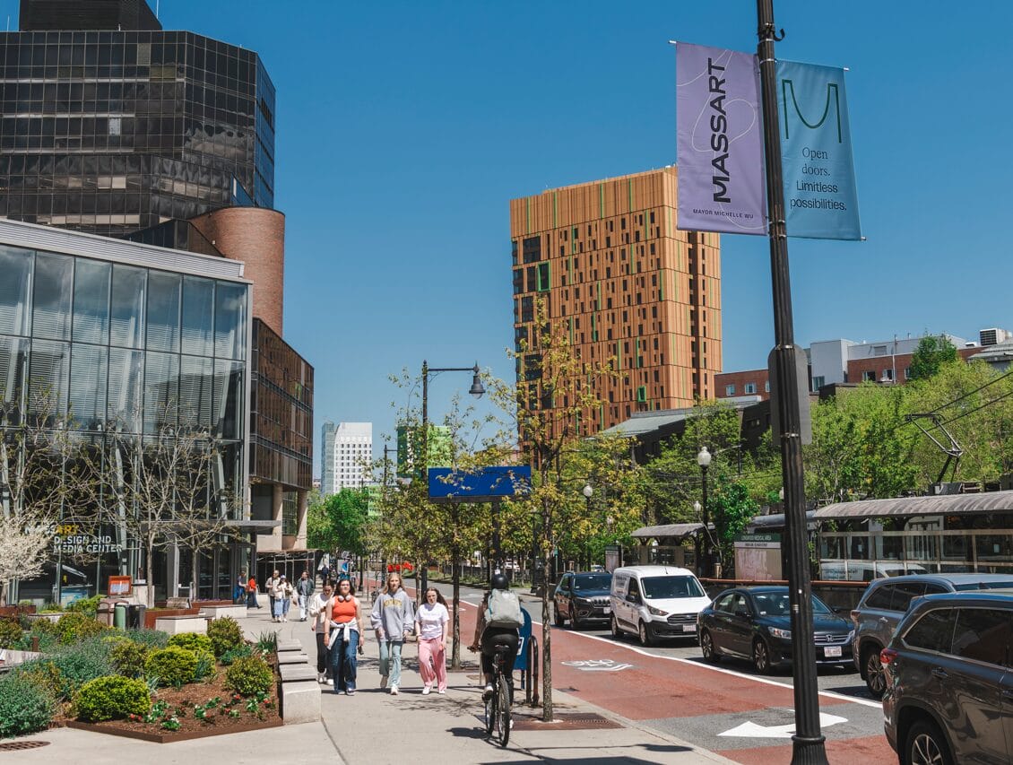 A photo of the Design and Media Center from the street.