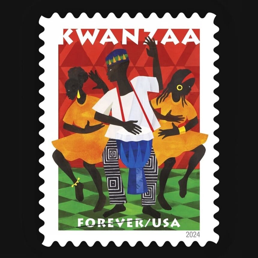 2024 Kwanzaa postage stamp designed by Ekua Holmes