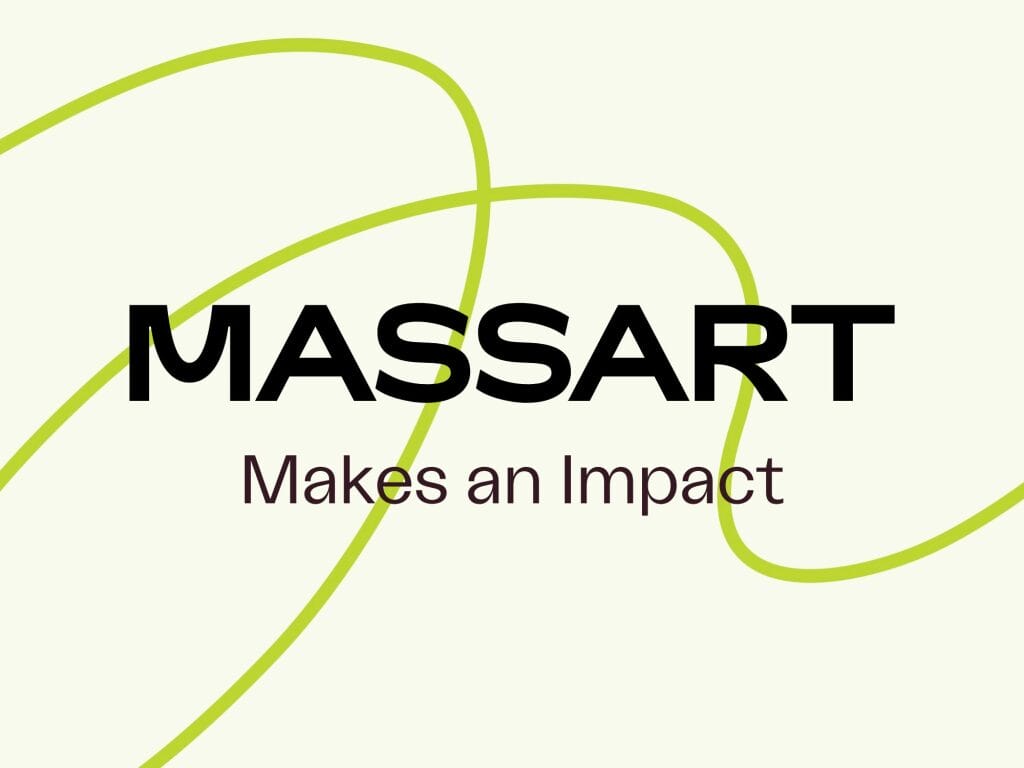 A banner graphic that says MassArt Makes an Impact