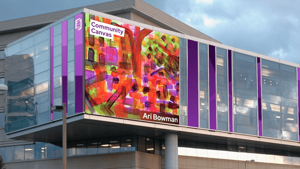 Digital mural on side of building