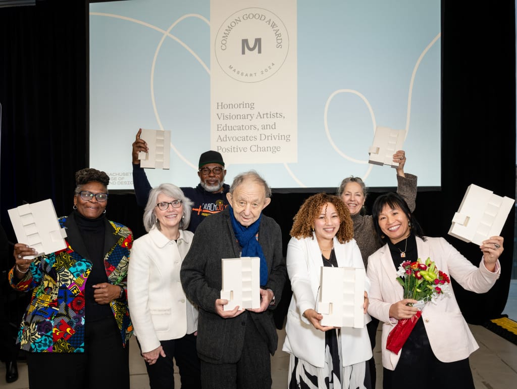 2024 MassArt Common Good Honorees with MassArt President Mary K. Grant.